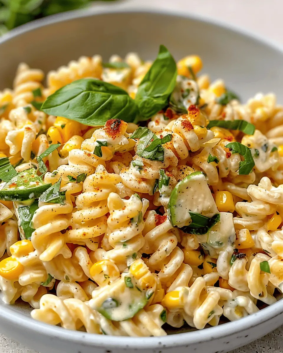 Creamy Street Corn Pasta Salad with Turkey Bacon: The Best Summer Side