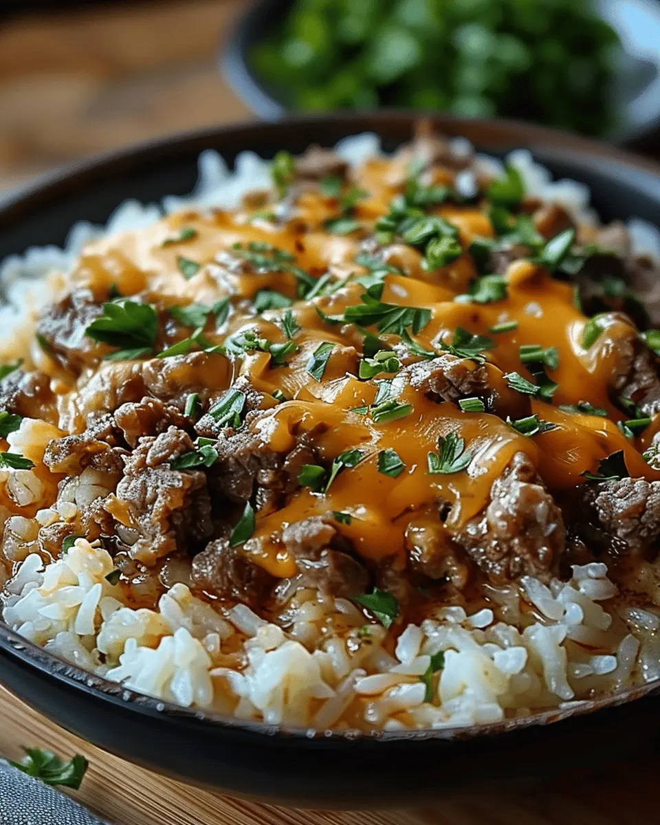 Garlic Butter Beef and Rice Skillet: Easy Cheddar Parmesan Bliss