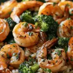 Garlic Butter Shrimp with Broccoli Rice