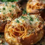 Spaghetti Garlic Bread Bowls