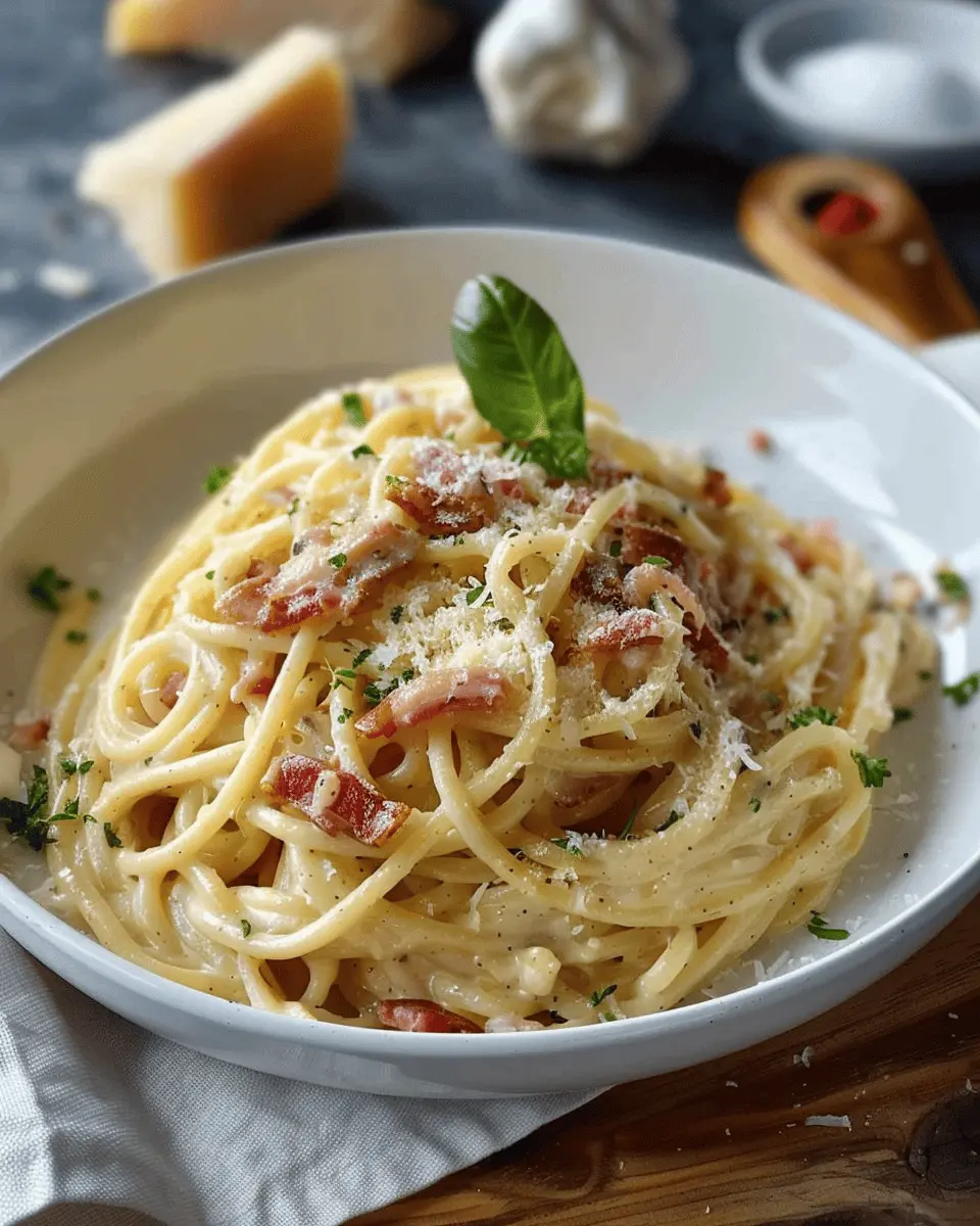 Michael Symon Carbonara with Turkey Bacon and Chicken Ham Delight