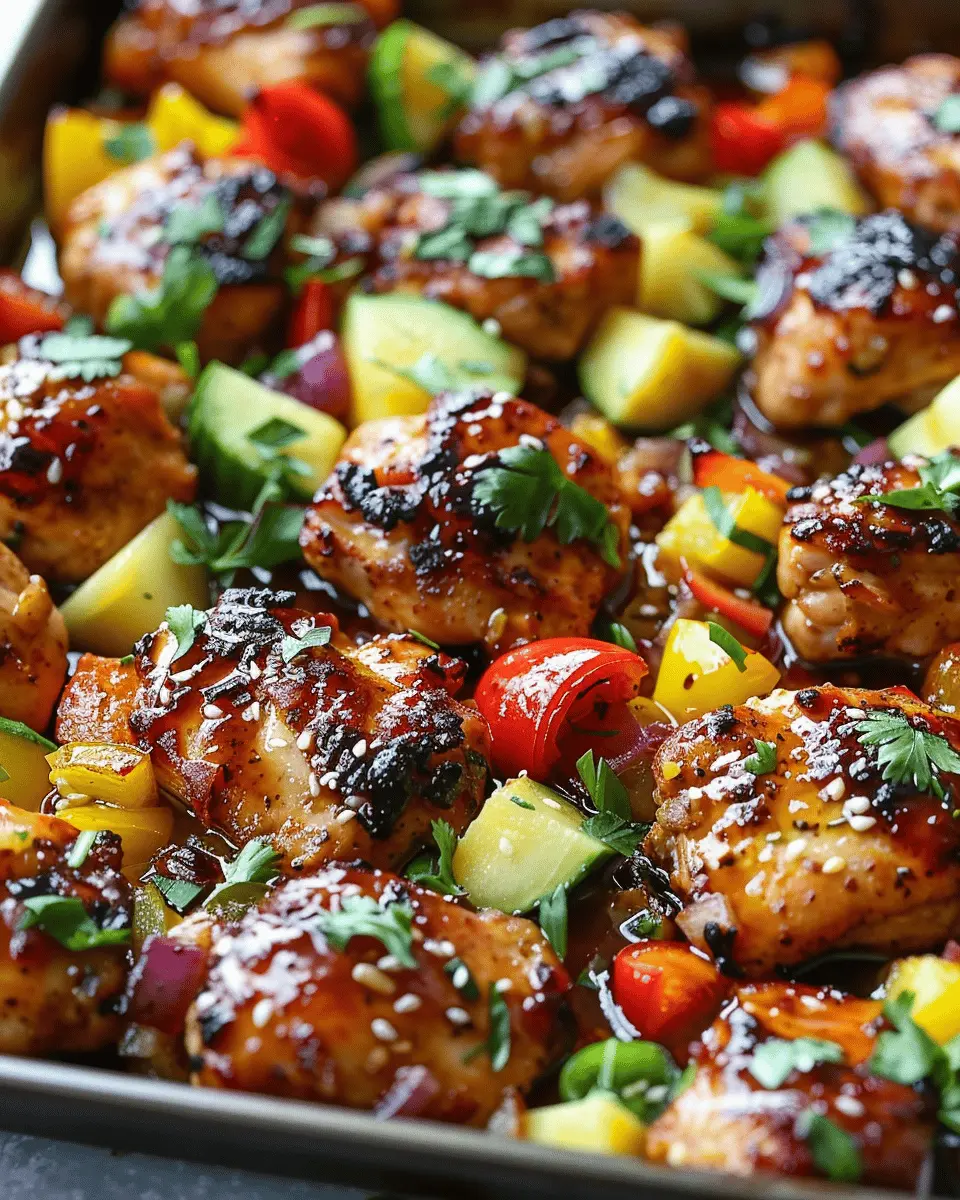 Hawaiian Chicken Sheet Pan Easy Recipe with Turkey Bacon and Chicken Ham