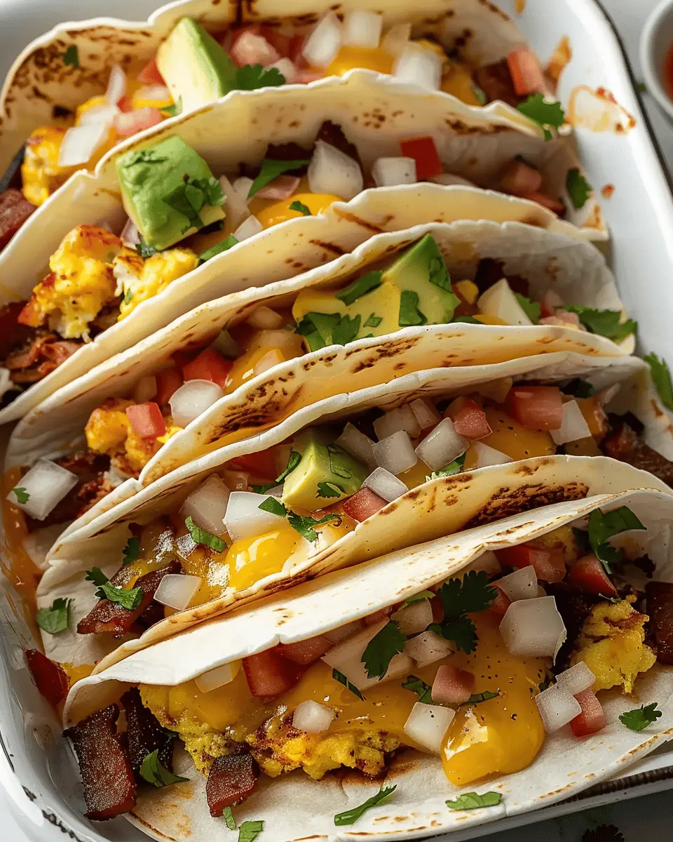 Tasty Baked Breakfast Tacos with Turkey Bacon & Chicken Ham Delight