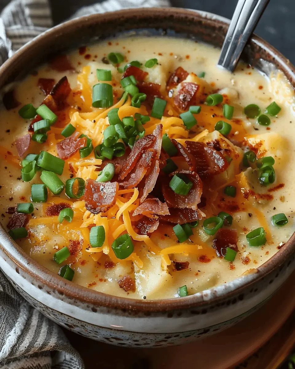Comforting Loaded Baked Potato Soup with Turkey Bacon Twist