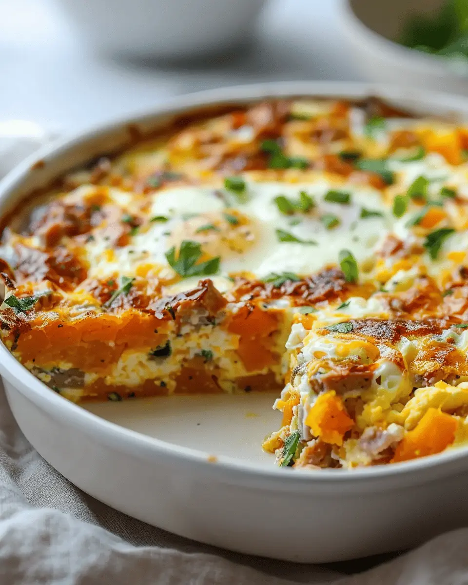 Easy Sweet Potato Egg Casserole with Turkey Bacon Delight