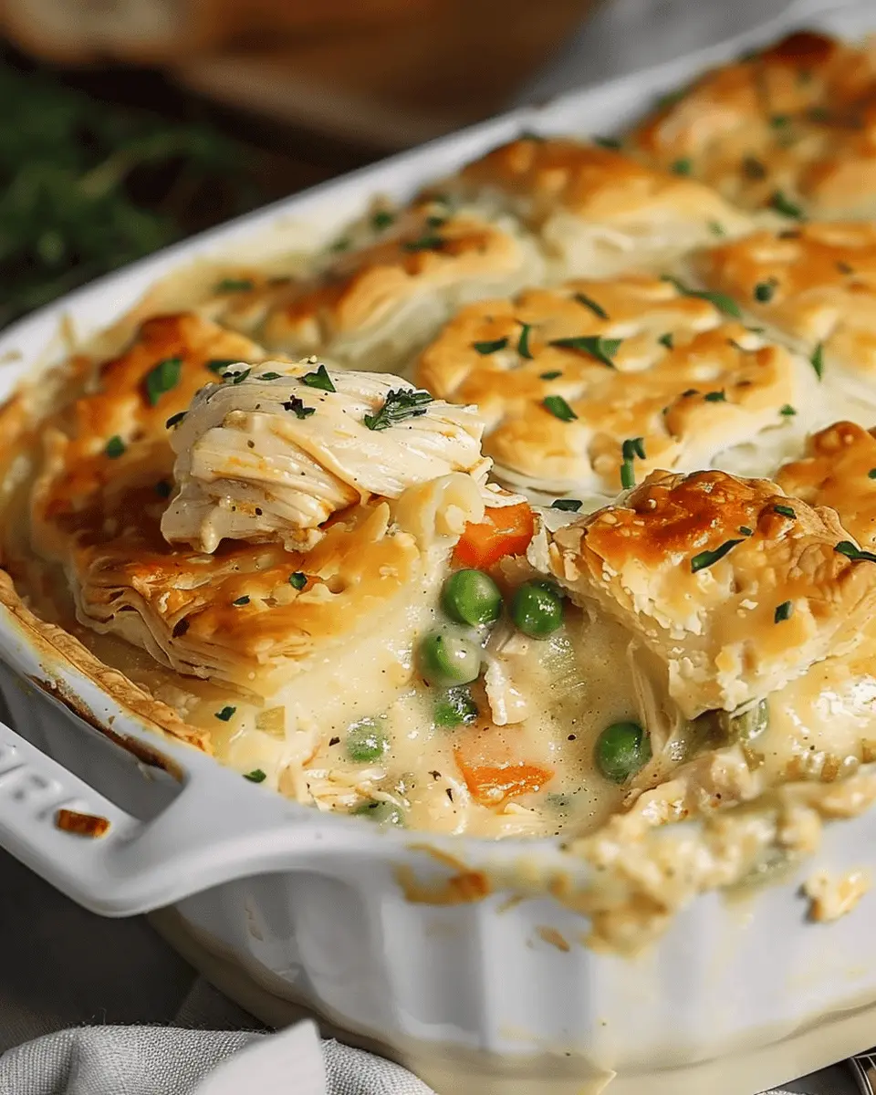 Easy Homemade Chicken Pot Pie Casserole Recipe with Turkey Bacon