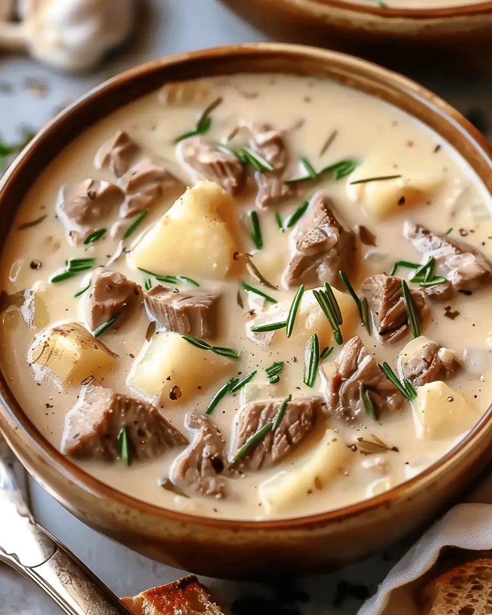 Creamy Steak & Potato Soup with Turkey Bacon: A Cozy Delight