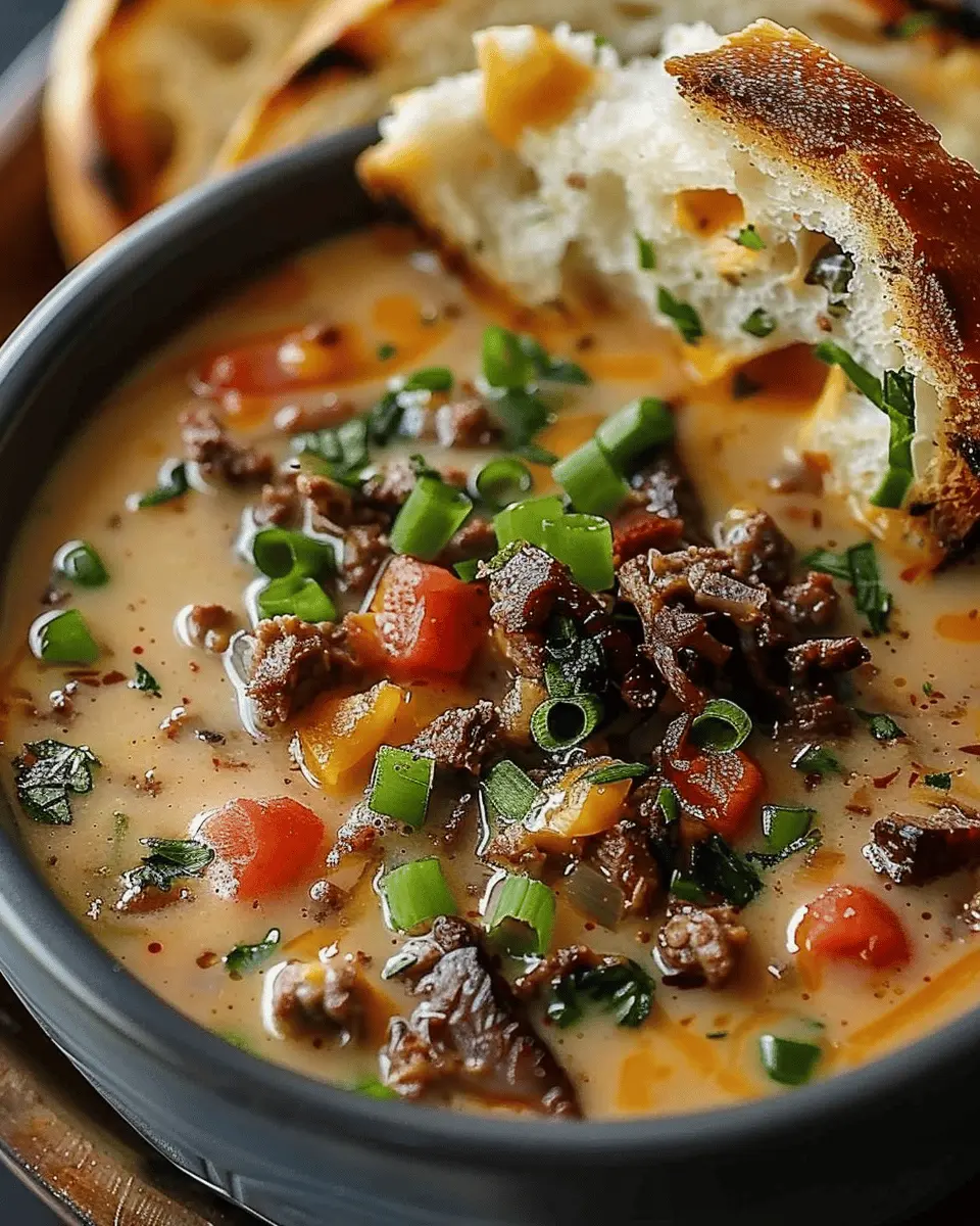 Philly Cheesesteak Soup: A Comforting Twist with Turkey Bacon