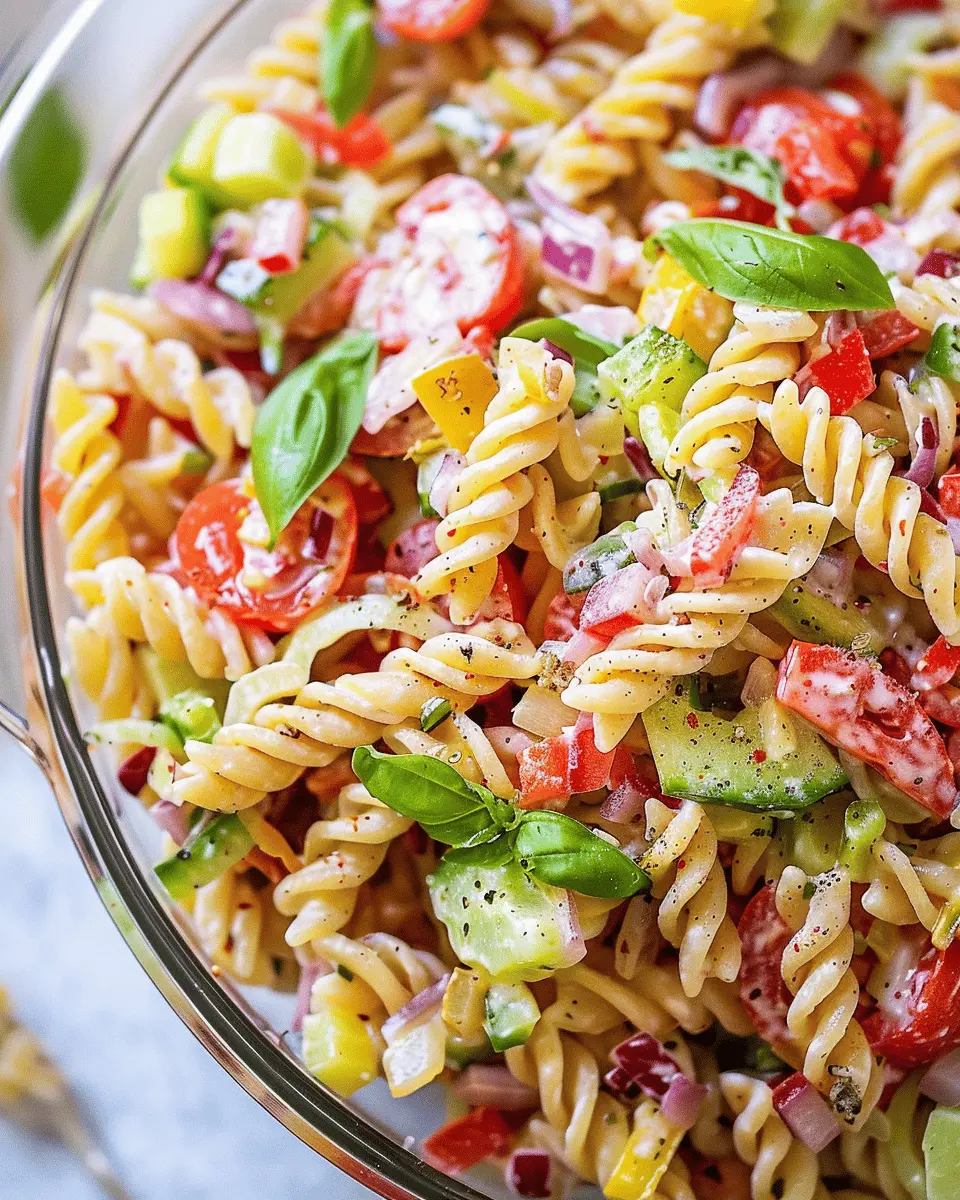Italian Grinder Pasta Salad with Turkey Bacon and Chicken Ham Delight