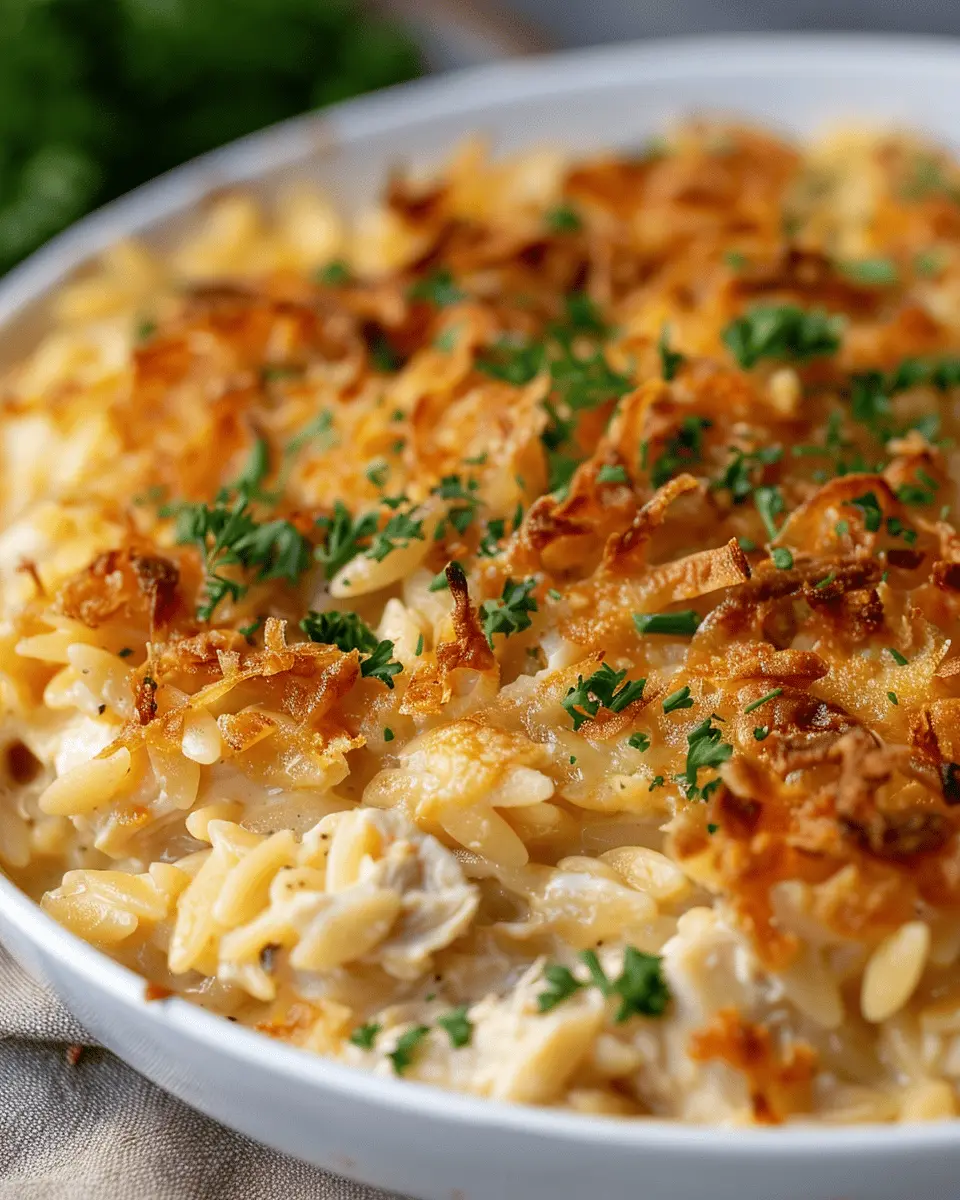 French Onion Chicken Orzo Casserole: Easy Comfort Food Delight