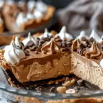 No-Bake Cream Cheese Peanut Butter Pie with Chocolate Whipped Cream