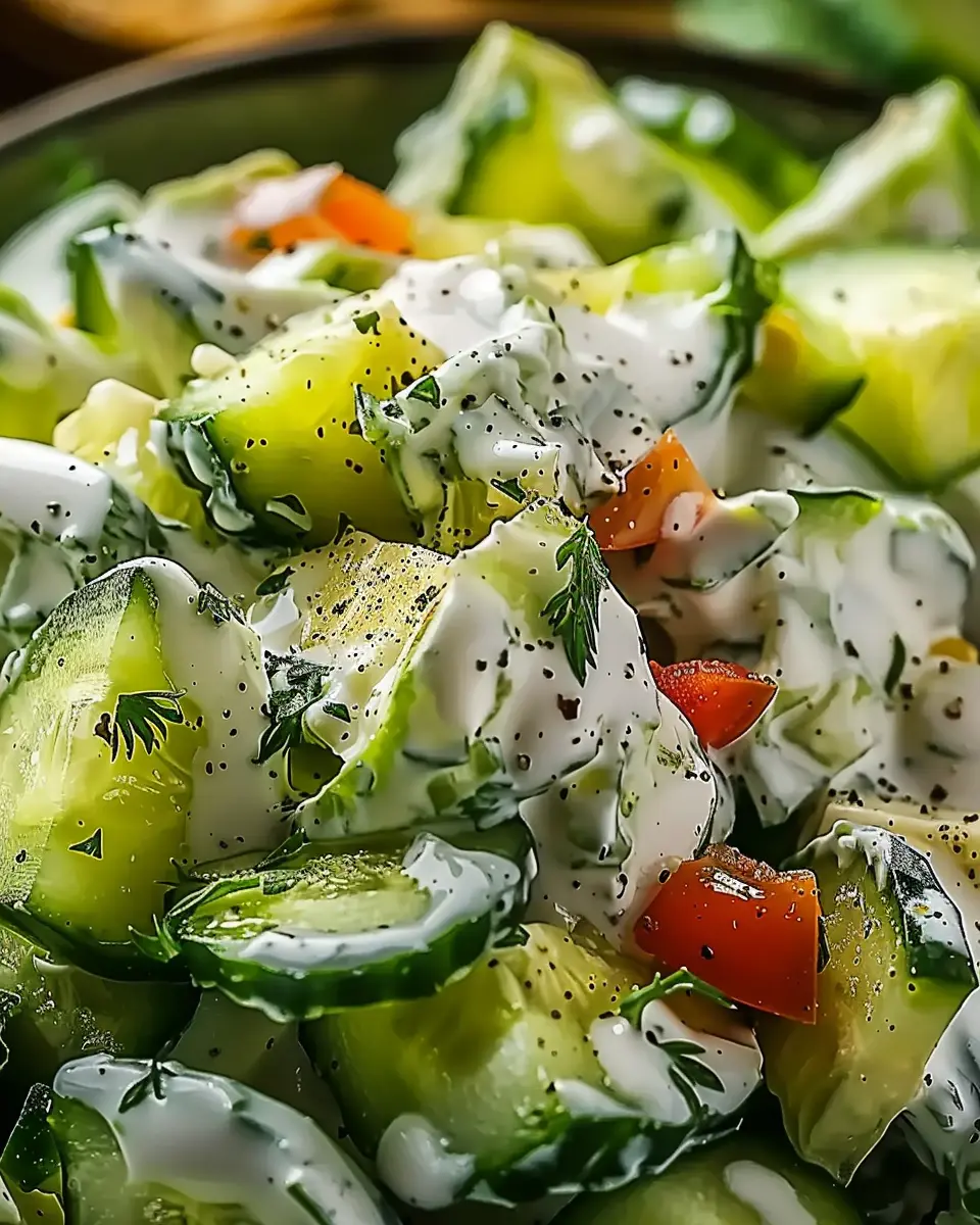 Cucumber Ranch Crack Salad with Turkey Bacon and Chicken Ham Delight