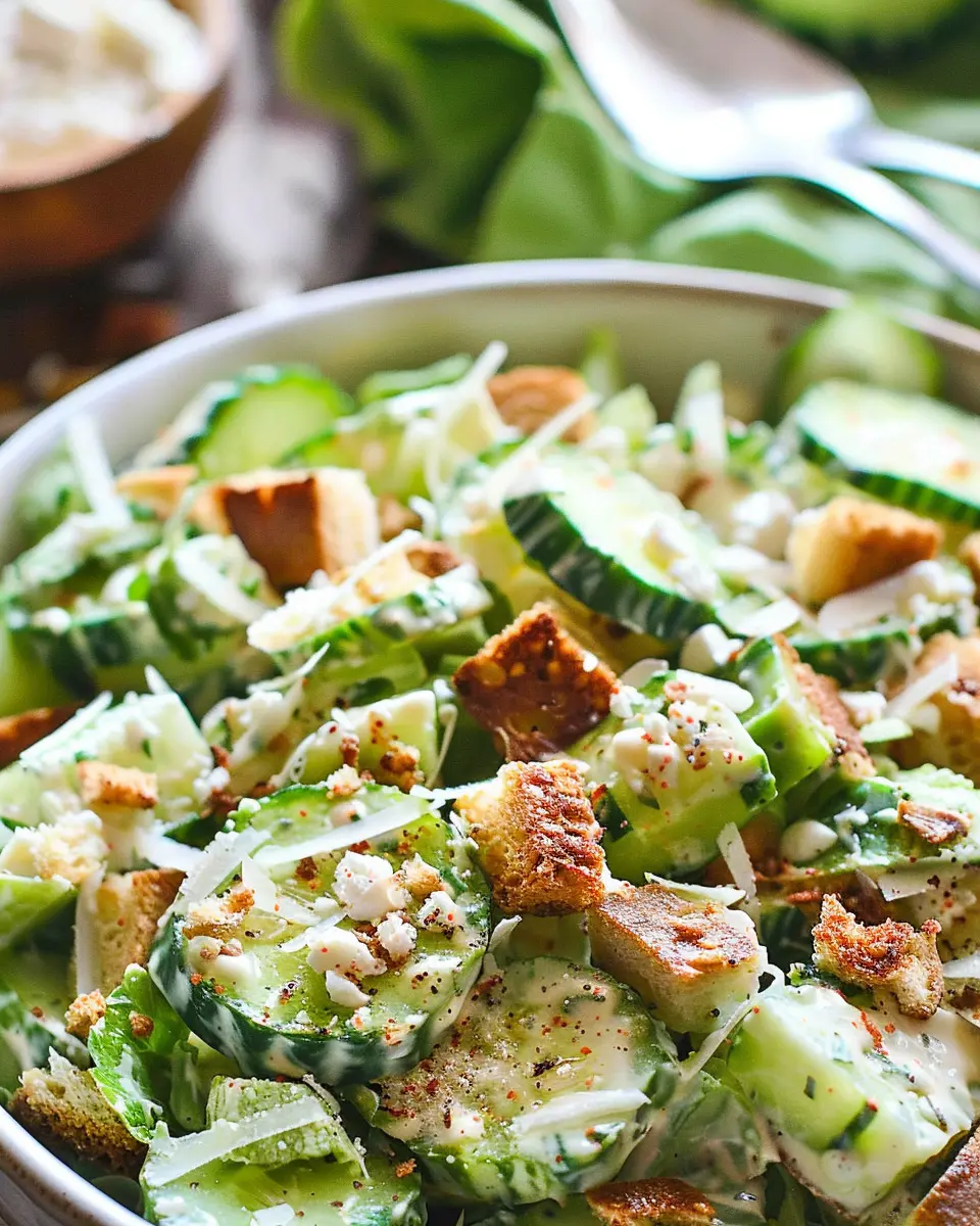 Cucumber Caesar Salad: A Refreshing Twist with Turkey Bacon