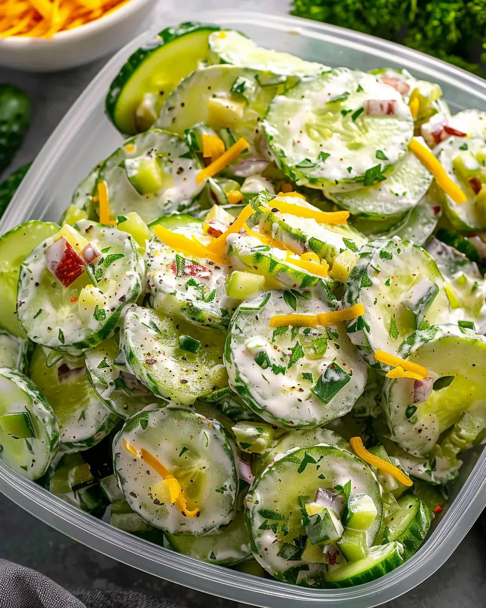 Classic Cucumber Ranch Crack Salad with Turkey Bacon and Chicken Ham