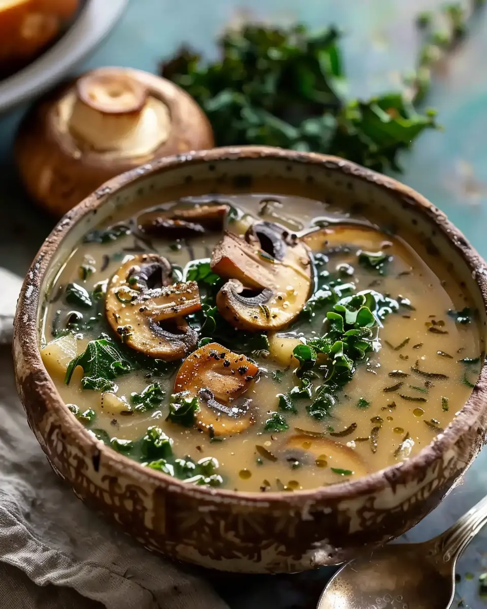 Wild Mushroom, Caramelized Onion and Kale Soup Recipe You’ll Love