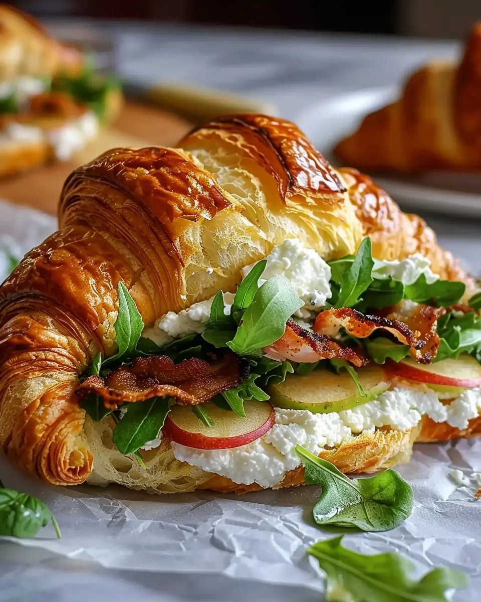 Apple Goat Cheese Croissant Sandwich: Easy Turkey Bacon Delight