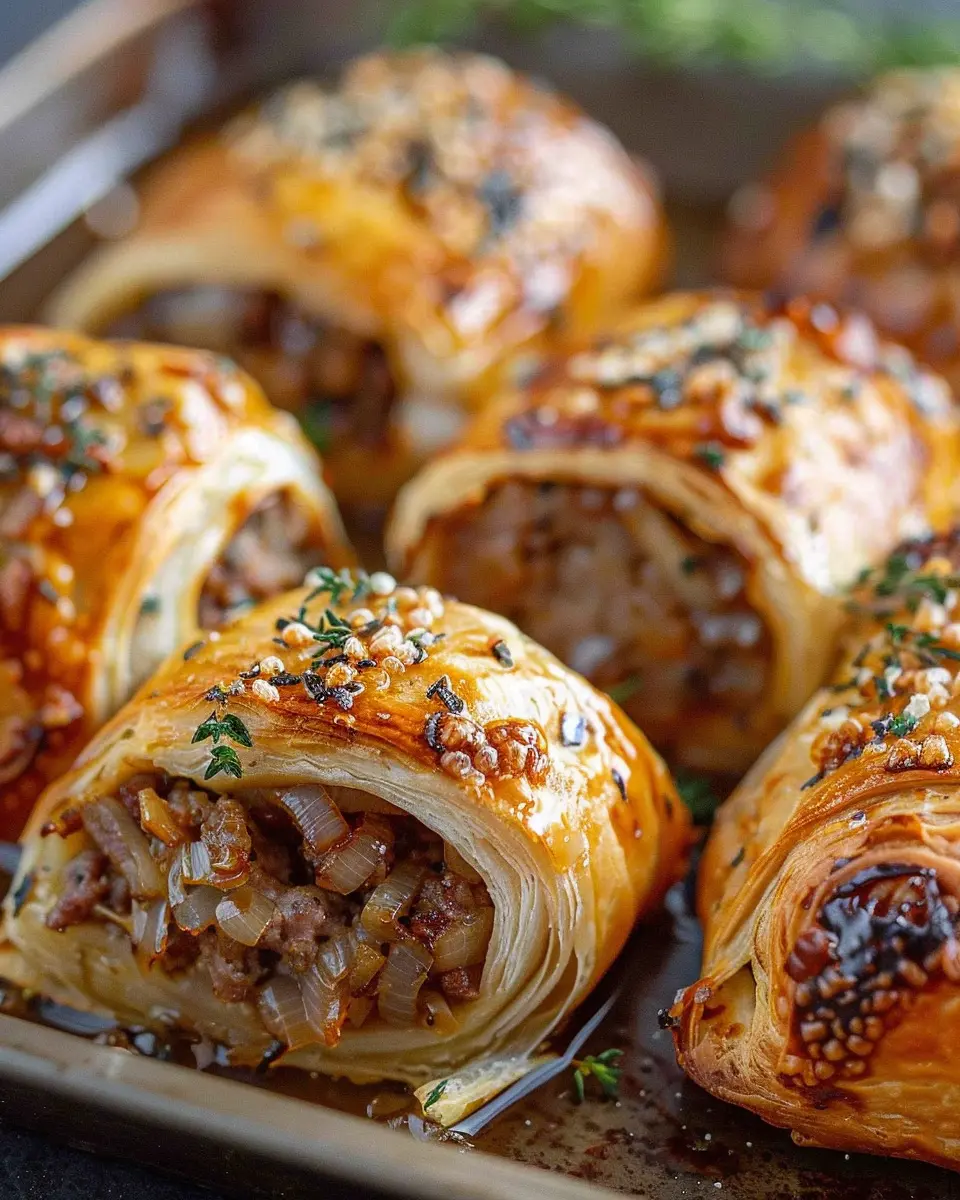 Savory French Onion Sausage Rolls – Golden, Flaky &amp; Full of Flavor