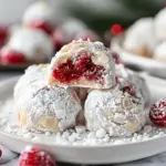 Raspberry Almond Snowball Cookies