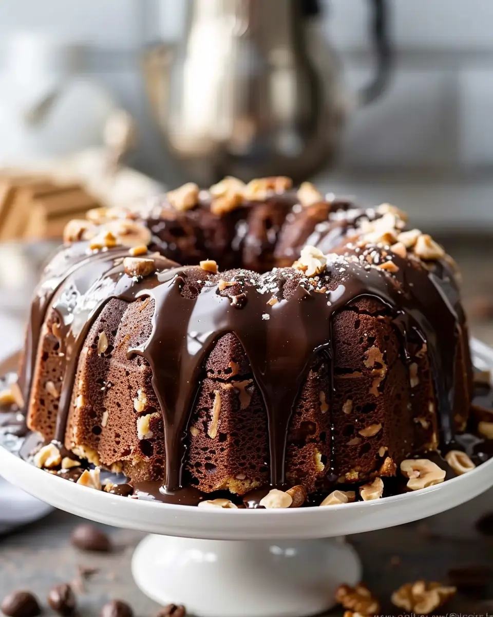 Hazelnut Bundt Cake: Indulgent Espresso &amp; Chocolate Glaze Delight