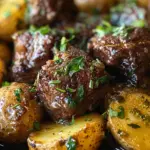 Garlic Butter Beef Bites with Potatoes