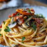 Pumpkin & Mushroom Spaghetti with Crispy Bacon
