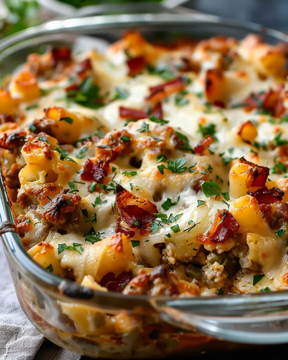 Crazy Good Casserole with Turkey Bacon and Chicken Ham Delight