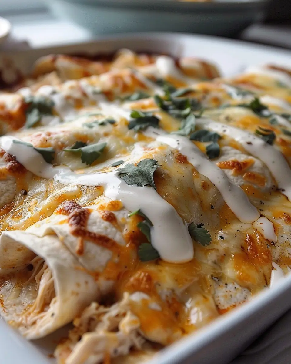 38g Protein Chicken Enchiladas with Dreamy White Sauce Delight