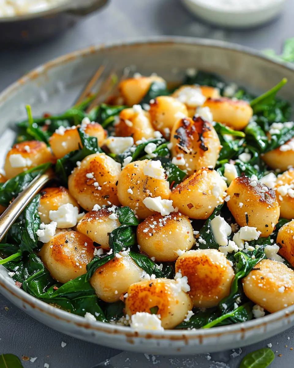 Crispy Gnocchi With Spinach And Feta: A Quick, Delightful Dish
