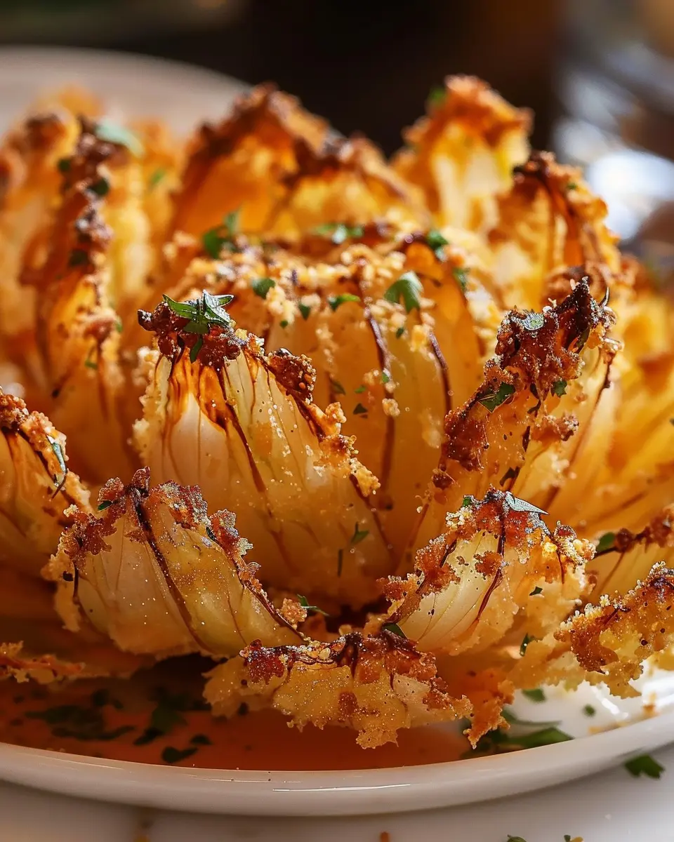 Crispy Oven-Baked Blooming Onion with Spicy Turkey Bacon Sauce